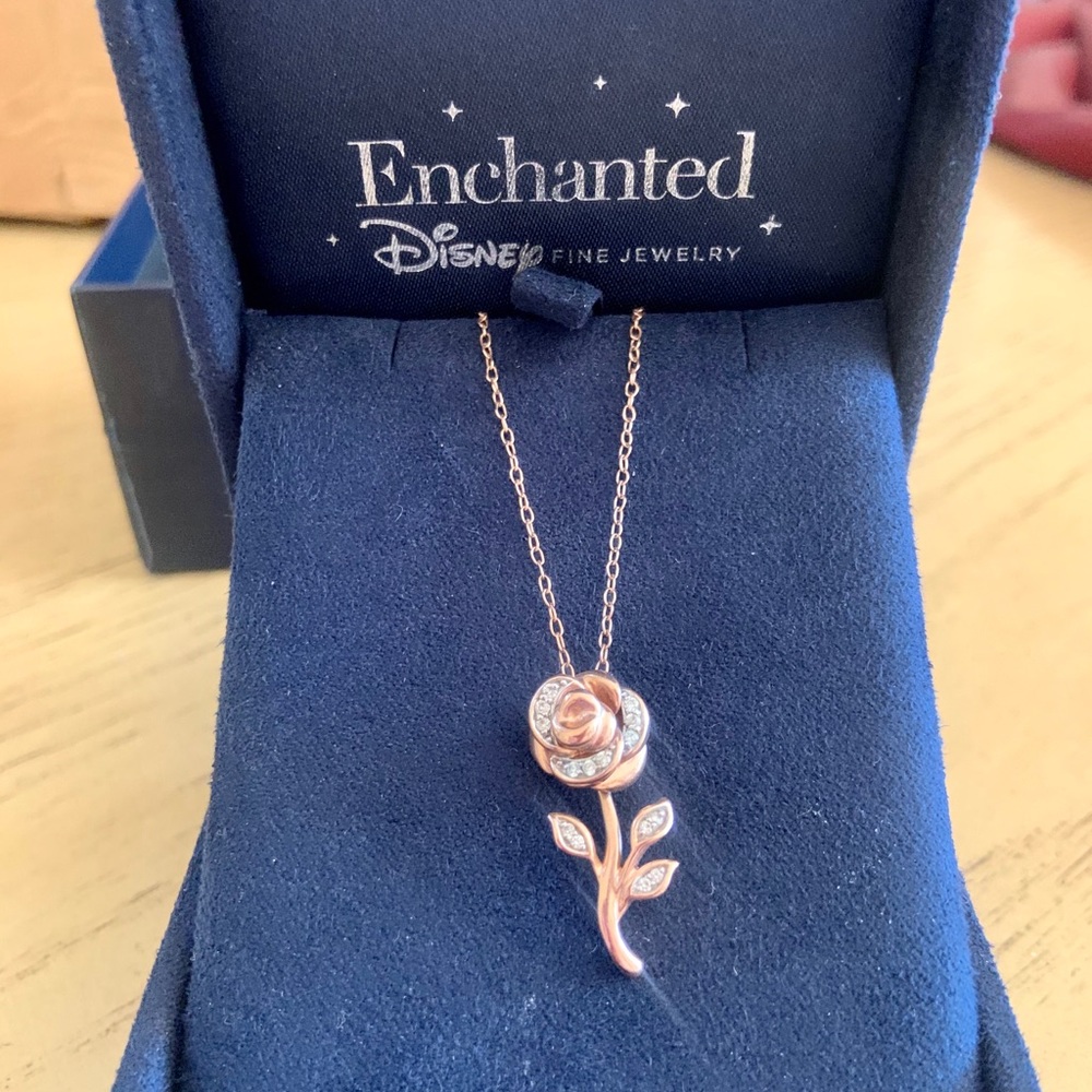 Disny enchanted belle diamond pendant 10k rosegold